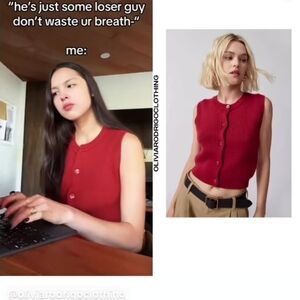 Viral Olivia Rodrigo red sweater vest large